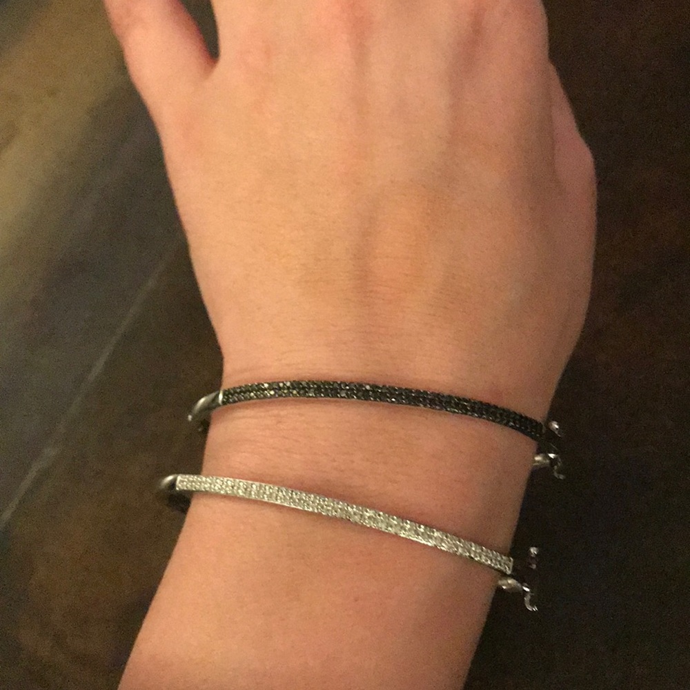Black and clear crystal bangles